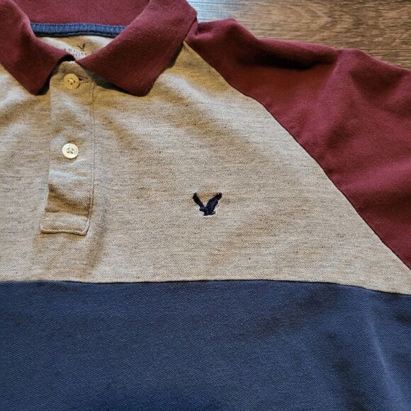 American Eagle Outfitters AEO Classic Fit Pique Polo Button Up Shirt Mens Small - Picture 2 of 6